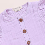 Organic Muslin Frill Half Romper-Lilac