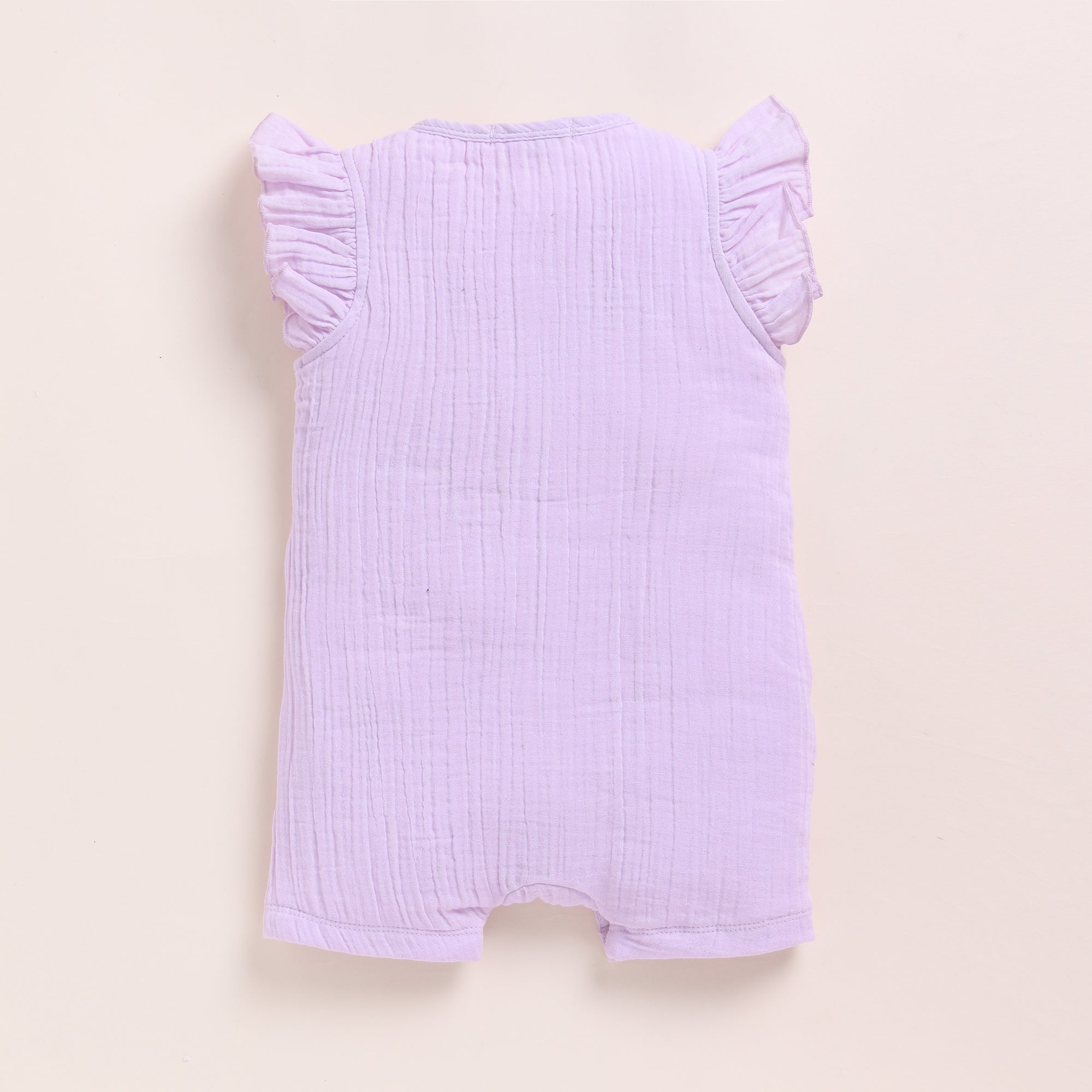 Organic Muslin Frill Half Romper-Lilac