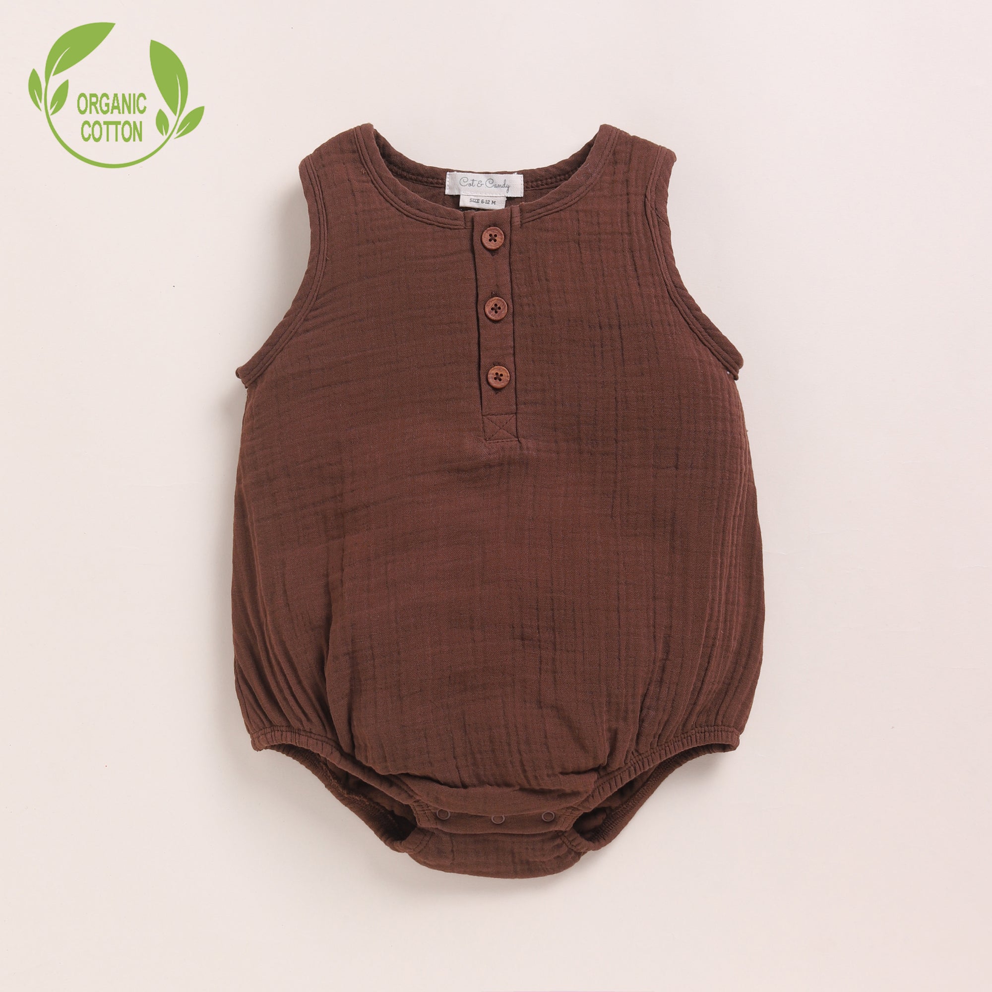 Organic Muslin Bubble Romper-Cocoa Whisper