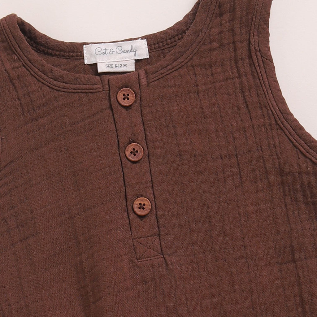 Organic Muslin Bubble Romper-Cocoa Whisper