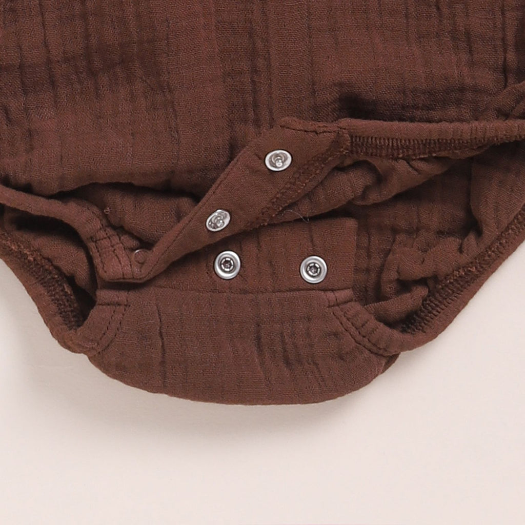 Organic Muslin Bubble Romper-Cocoa Whisper