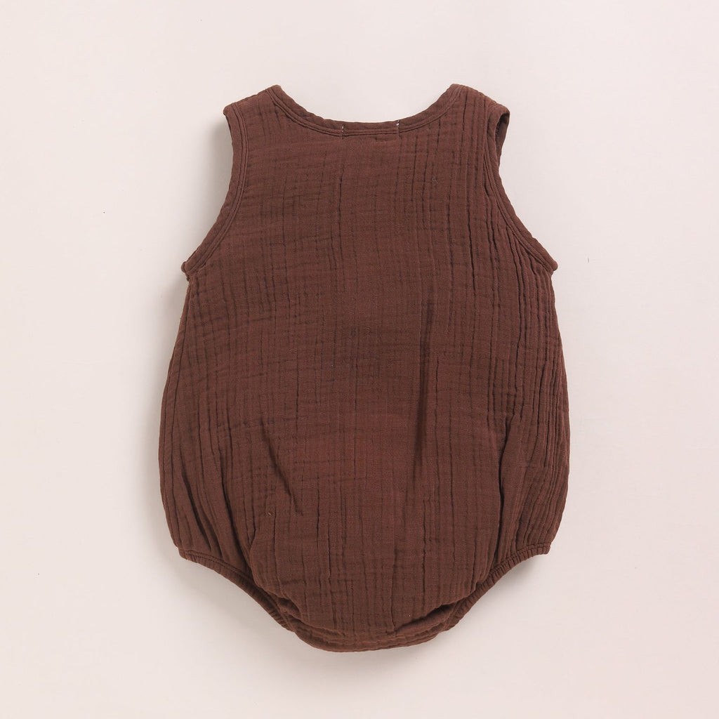 Organic Muslin Bubble Romper-Cocoa Whisper