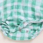 Organic Muslin Bubble Romper-Sage Checks Print