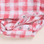 Organic Muslin Bubble Romper-Pink Checks
