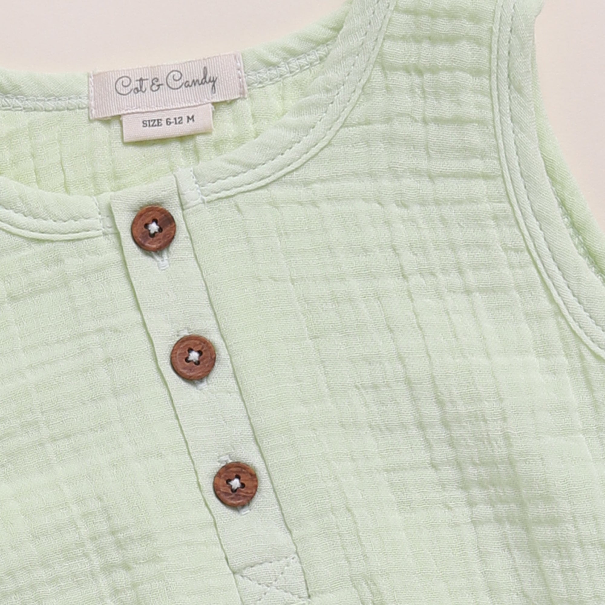 Organic Muslin Bubble Romper-Pistachio Cream