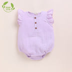 Organic Muslin Frill Bubble Romper-Lilac
