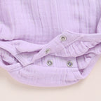 Organic Muslin Frill Bubble Romper-Lilac