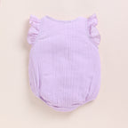 Organic Muslin Frill Bubble Romper-Lilac