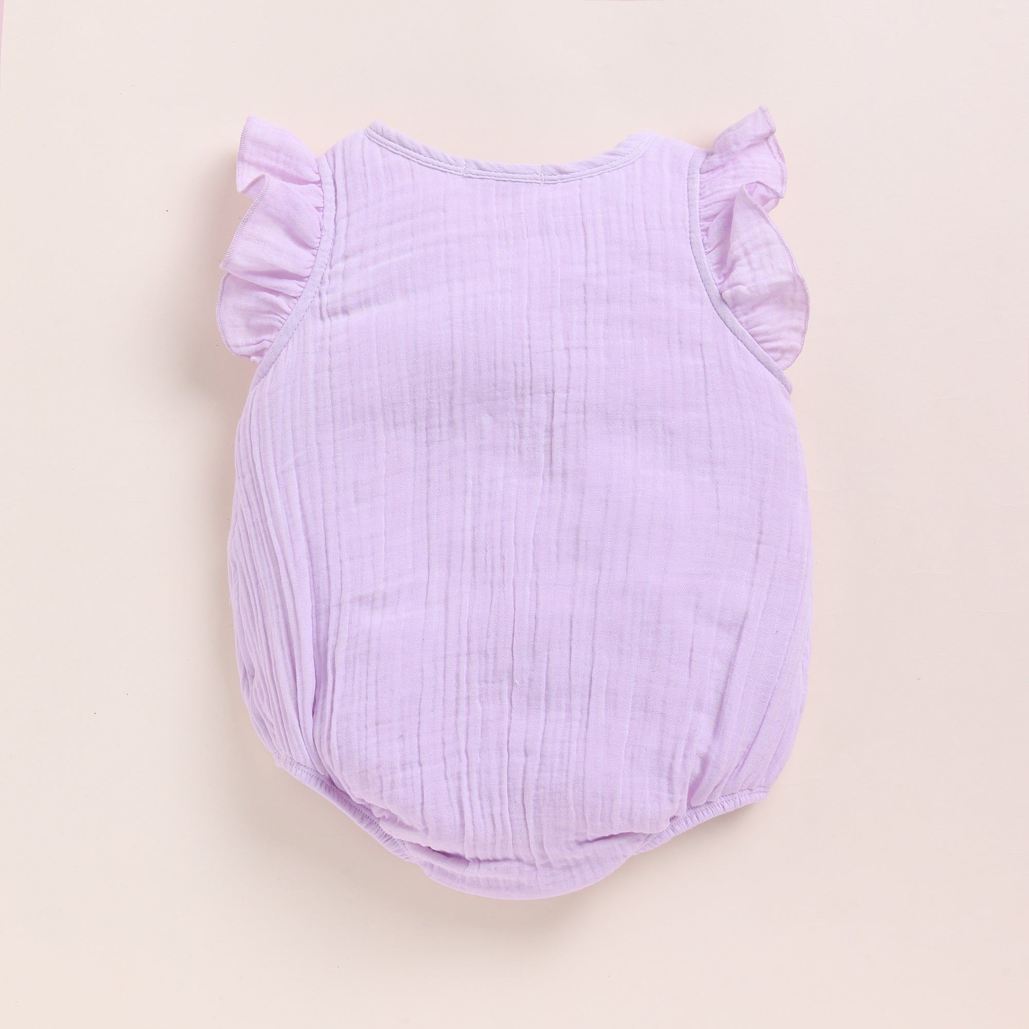 Organic Muslin Frill Bubble Romper-Lilac