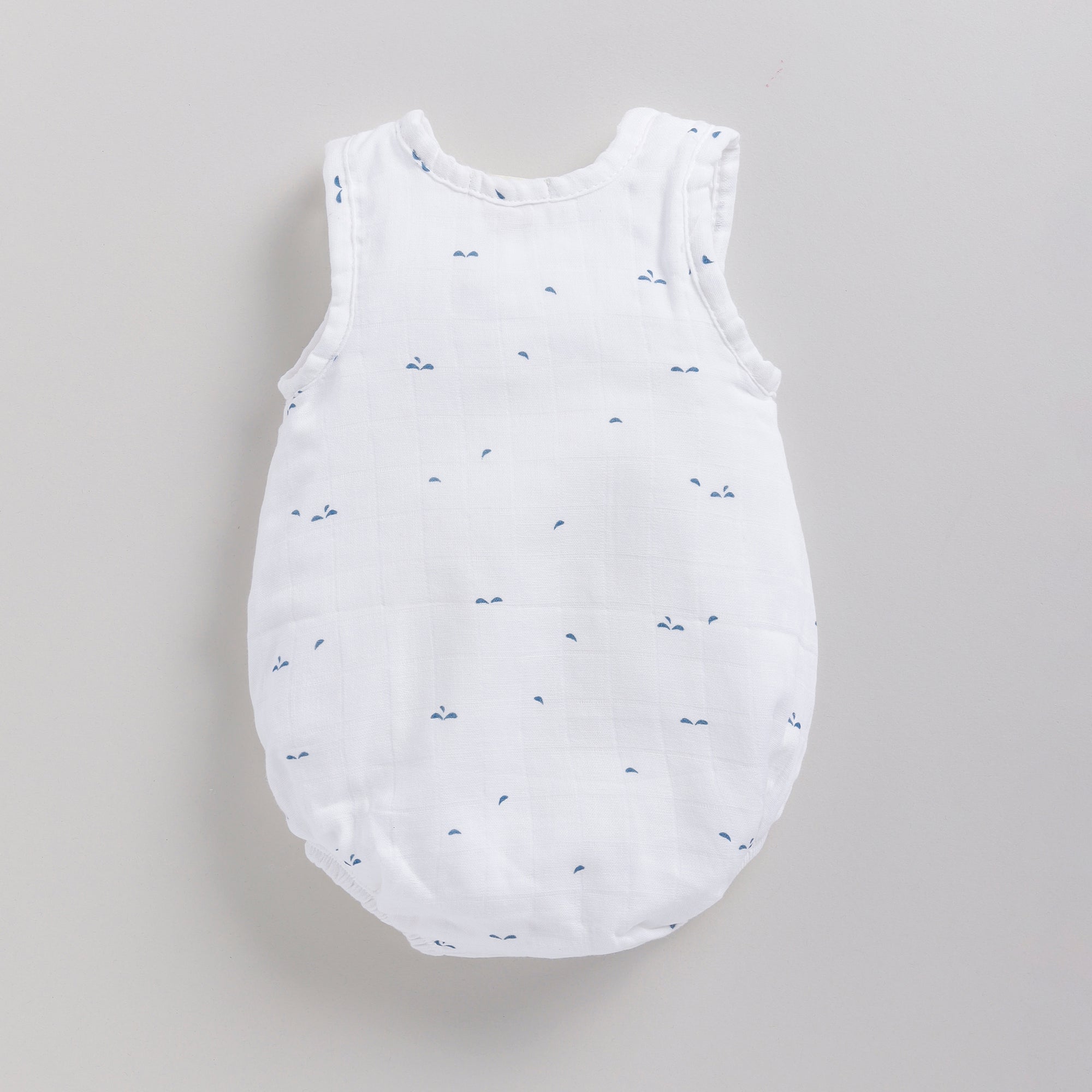 Organic Muslin Bubble Romper-Blue Dot Print