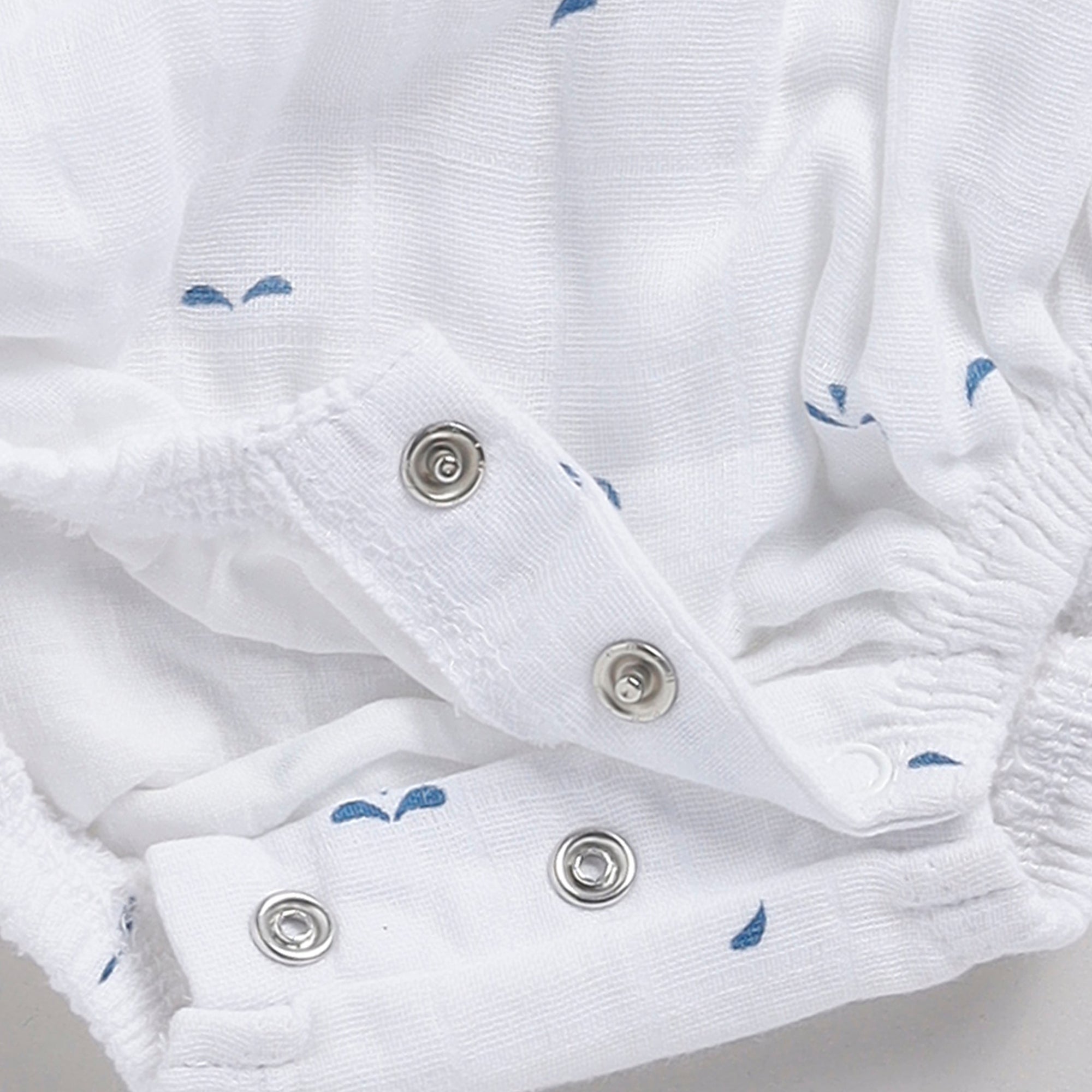 Organic Muslin Bubble Romper-Blue Dot Print