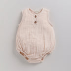 Organic Muslin Bubble Romper-Petal Pink