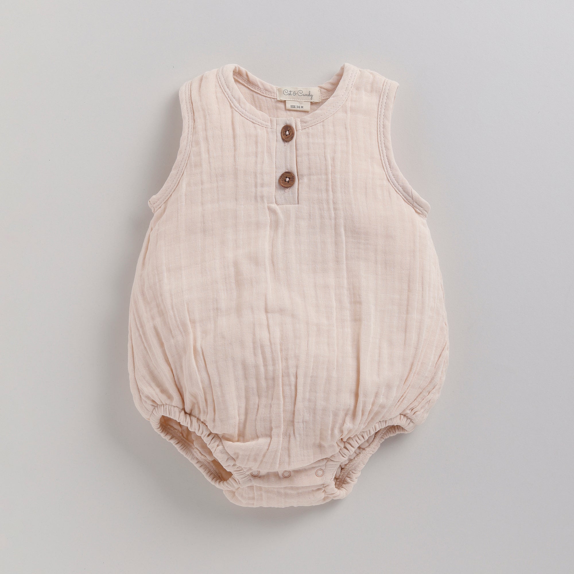 Organic Muslin Bubble Romper-Petal Pink
