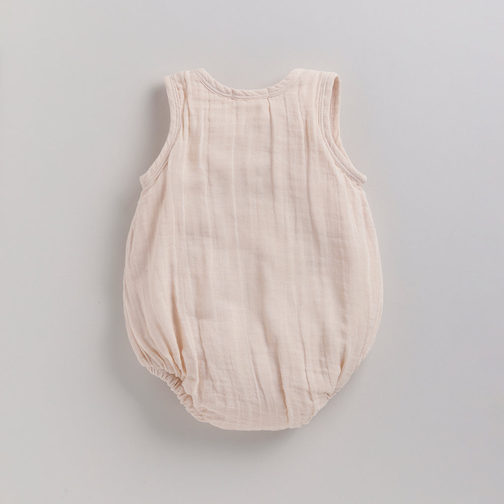 Organic Muslin Bubble Romper-Petal Pink