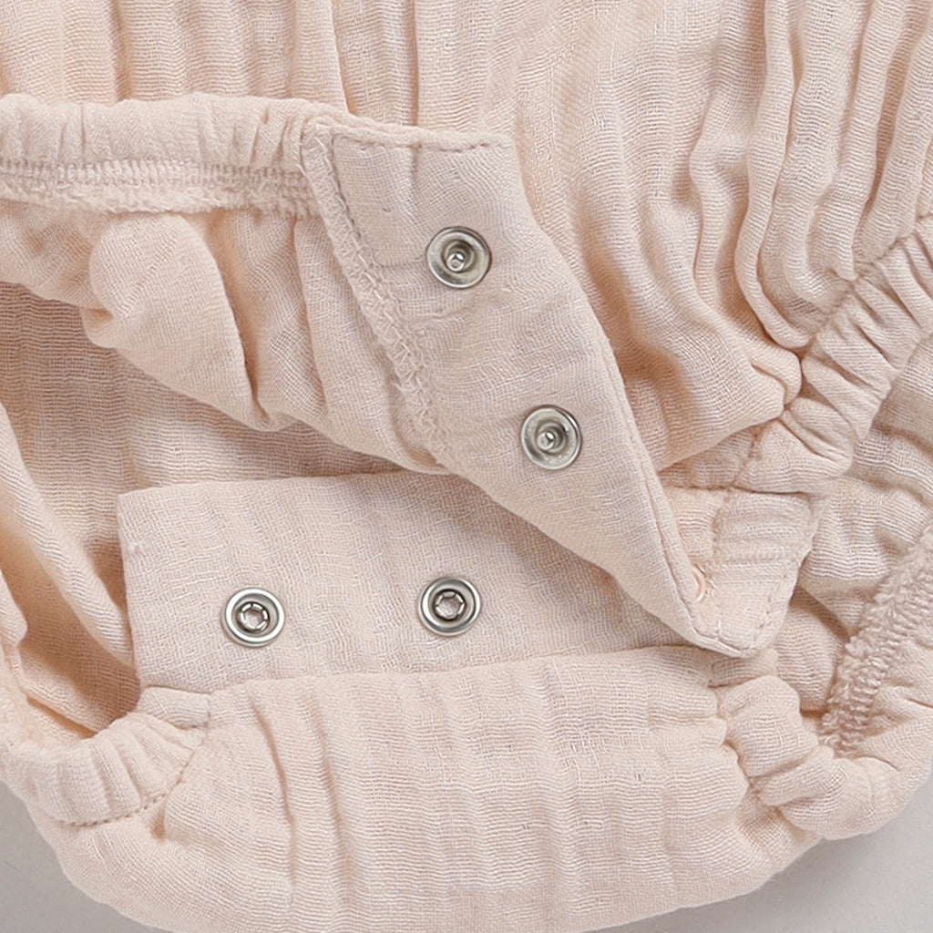 Organic Muslin Bubble Romper-Petal Pink