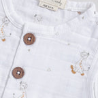 Organic Muslin Half Romper-Giraffe Print