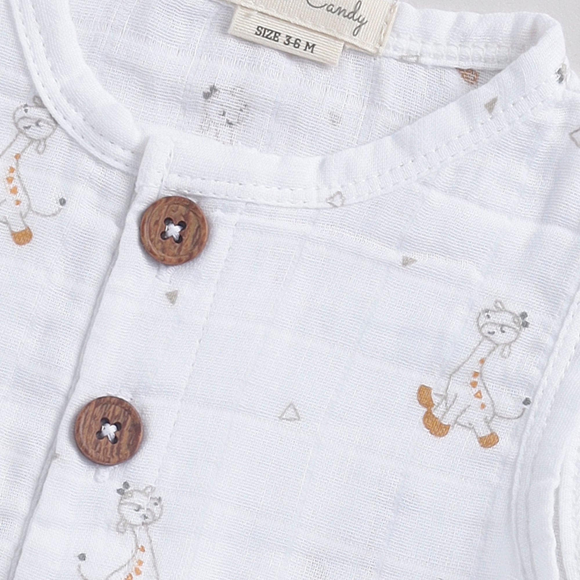Organic Muslin Half Romper-Giraffe Print