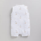 Organic Muslin Half Romper-Giraffe Print