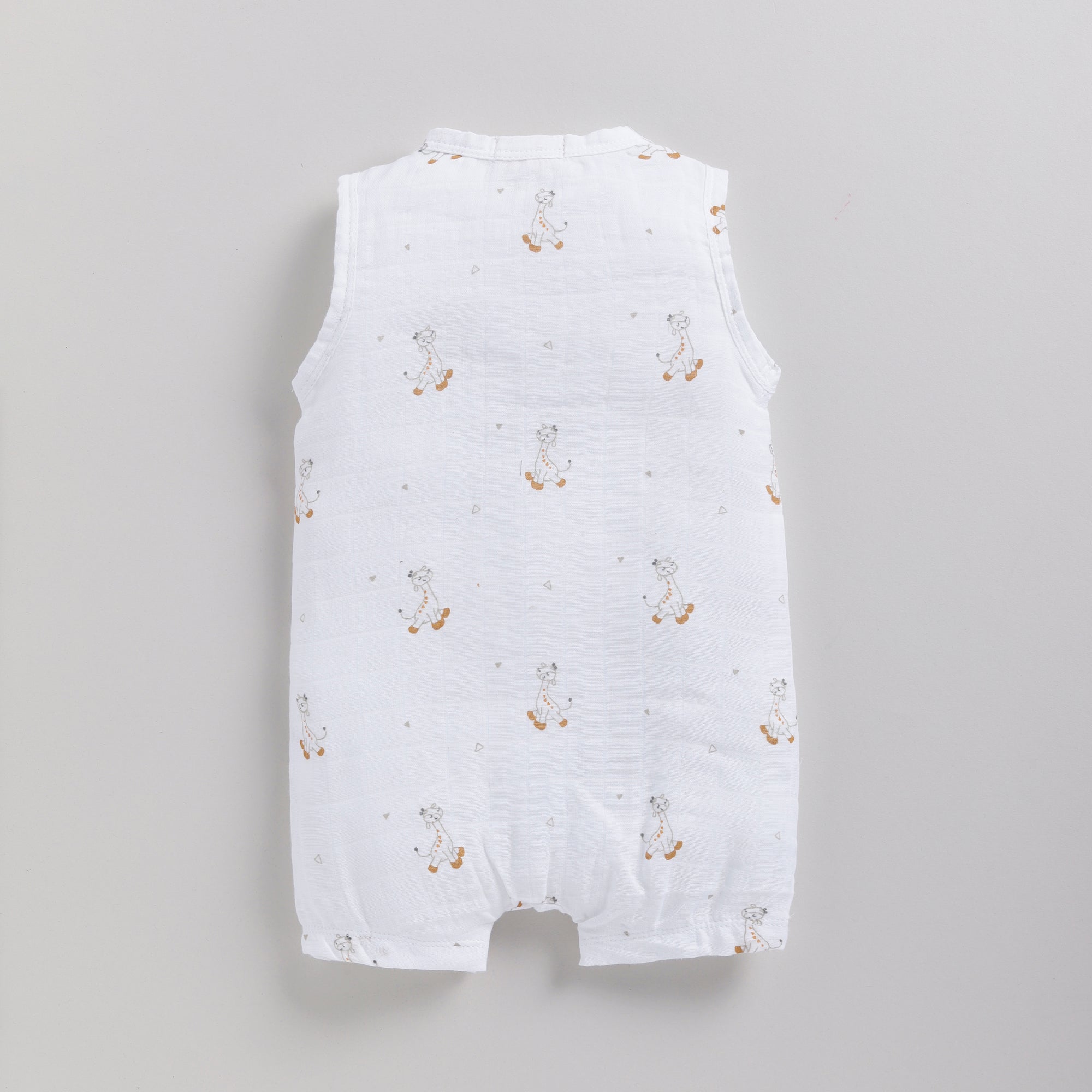Organic Muslin Half Romper-Giraffe Print