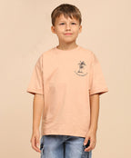 100% Cotton California Print Drop Shoulder Tee - Dark Fawn