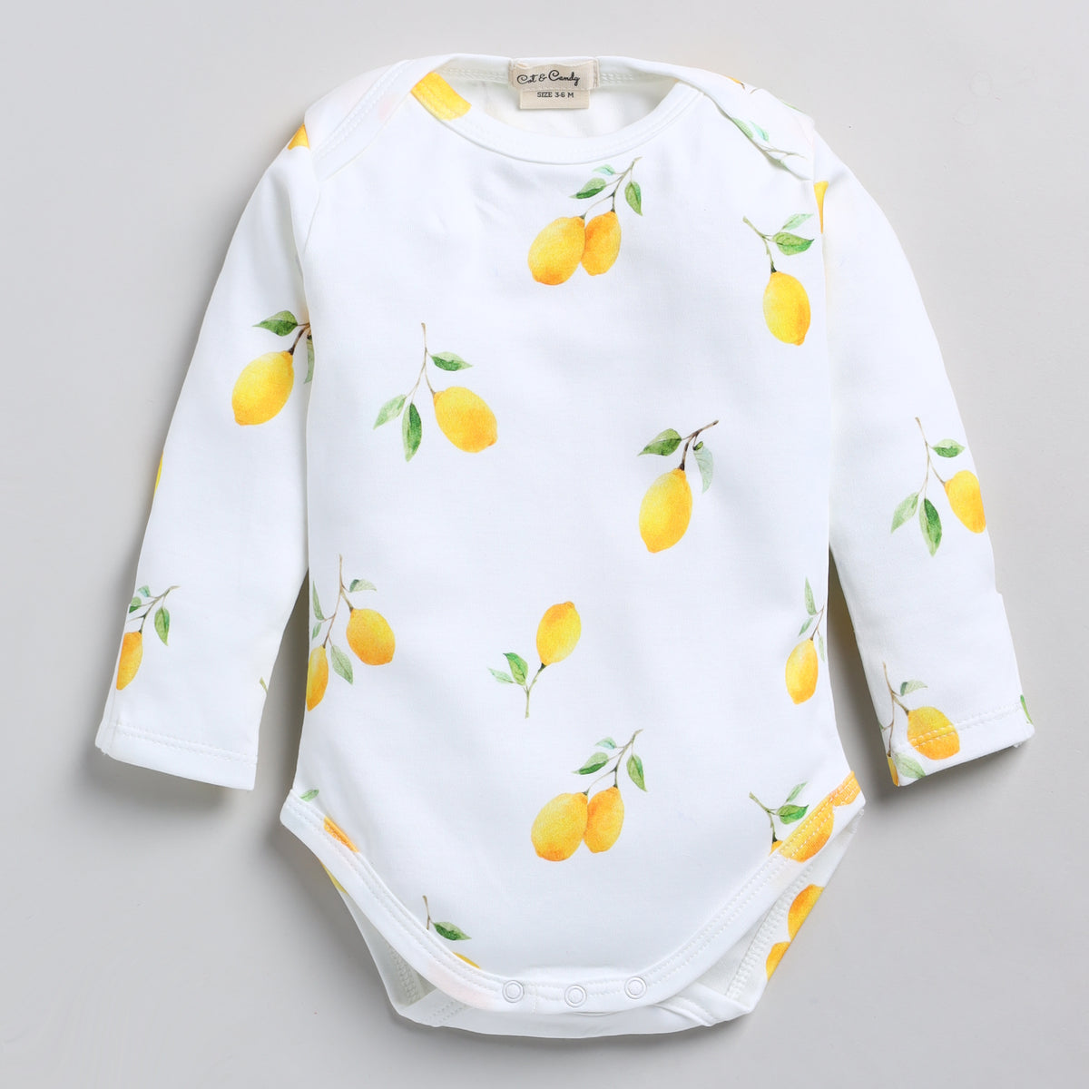 Cot & Candy Baby Organic Long Sleeve Bodysuit-Lemon Love