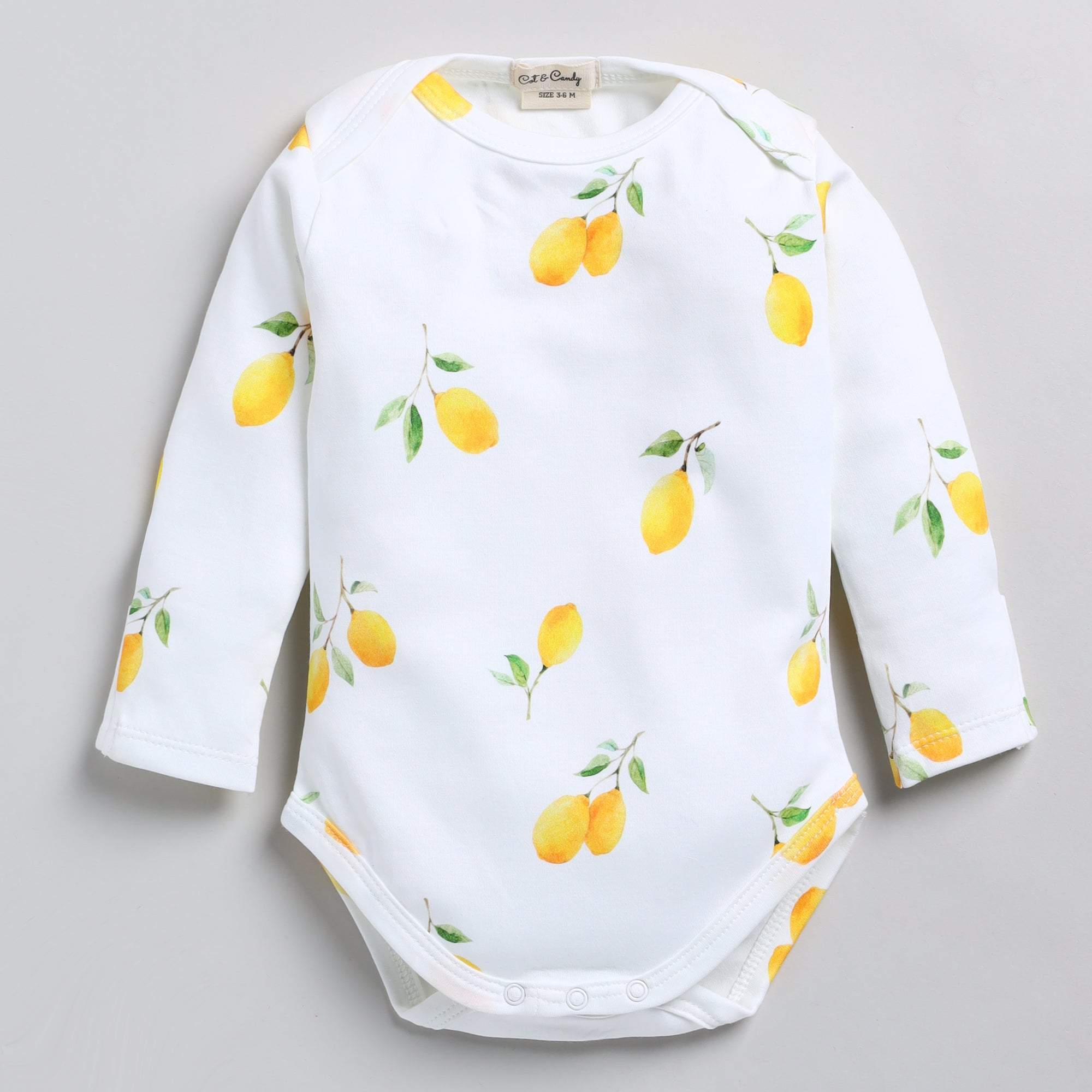 Cot & Candy Baby Organic Long Sleeve Bodysuit-Lemon Love