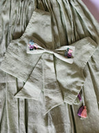 Pistachio Bloom: Hand Embroidered Mint Green Full Length Skirt Top Set In Moss Cotton Fabric