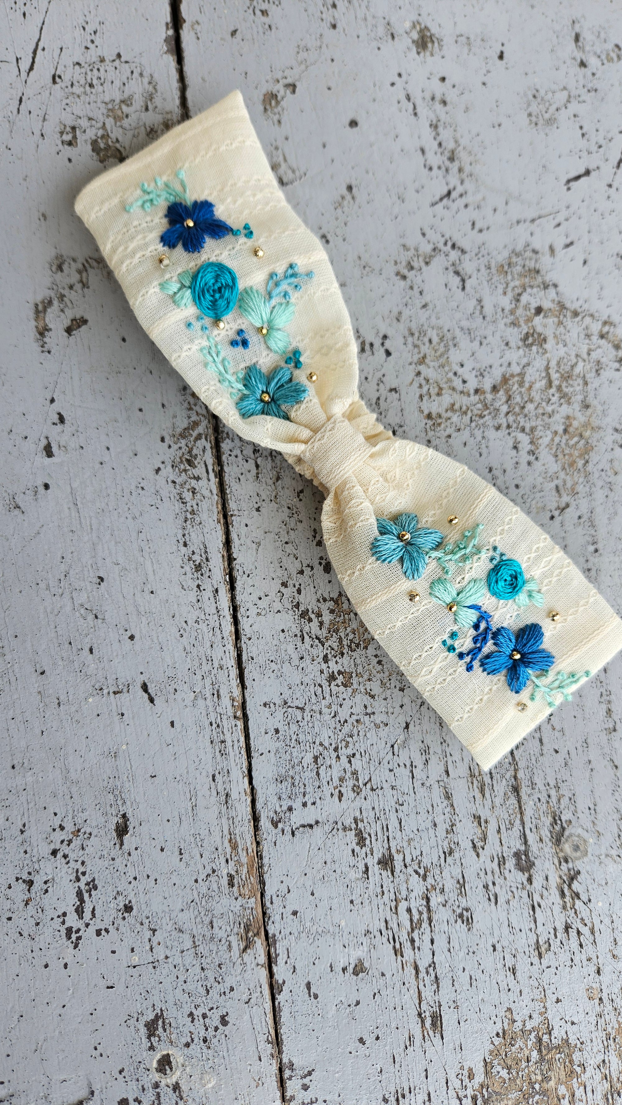 Oceano Angel Dress: Hand Embroidered Knee Length Off-white Dress In Cotton Jacquard Fabric With Headband