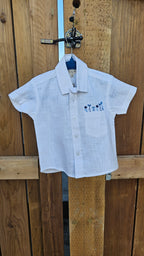 Summer Sault: Hand Embroidered Co-ord Set For Boys In White And Blue