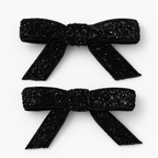 Black Glitter bow Hairclips