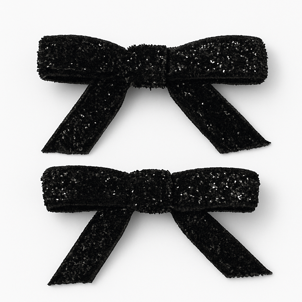 Black Glitter bow Hairclips