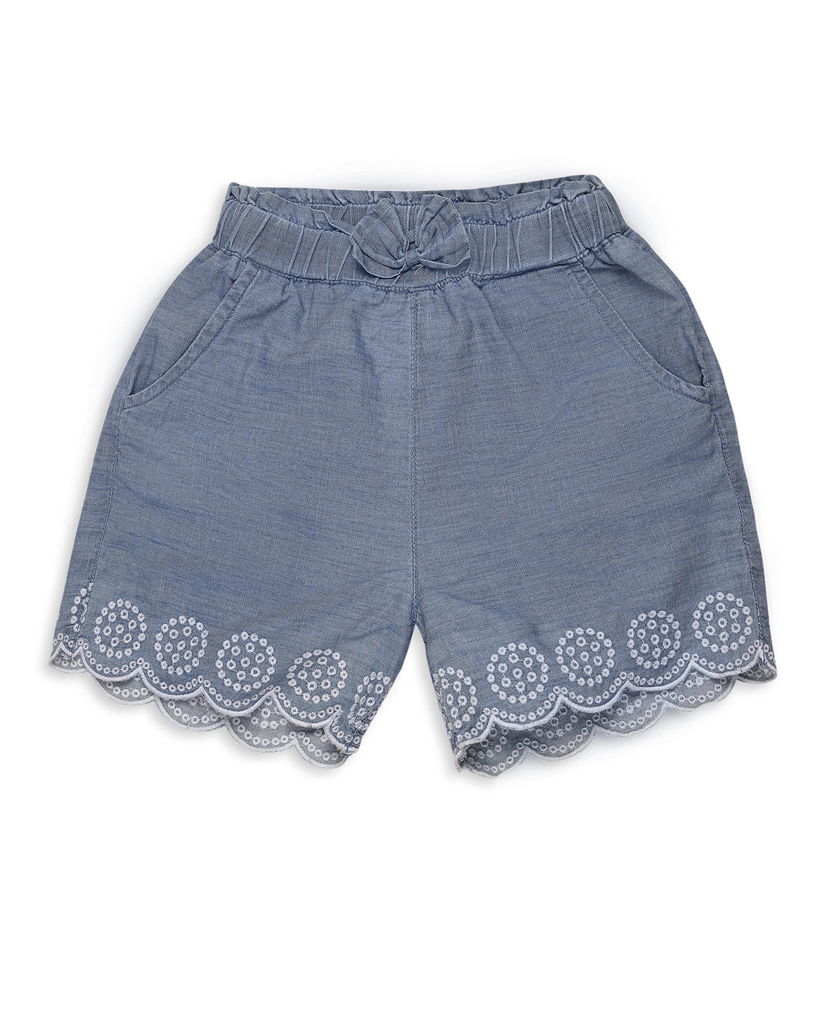 100% Cotton Schiffli Shorts - Blue