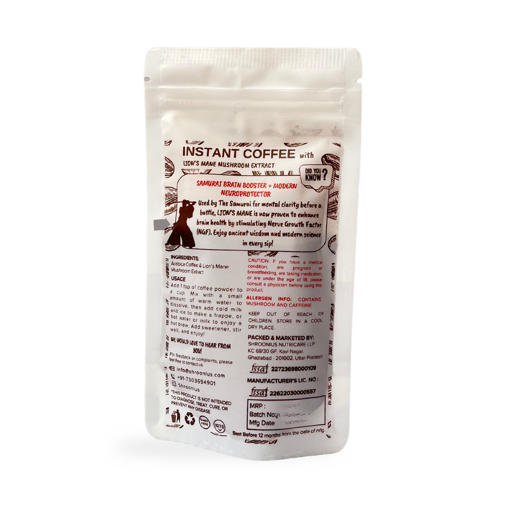 Instant Coffee with Lion's Mane Mushroom extract