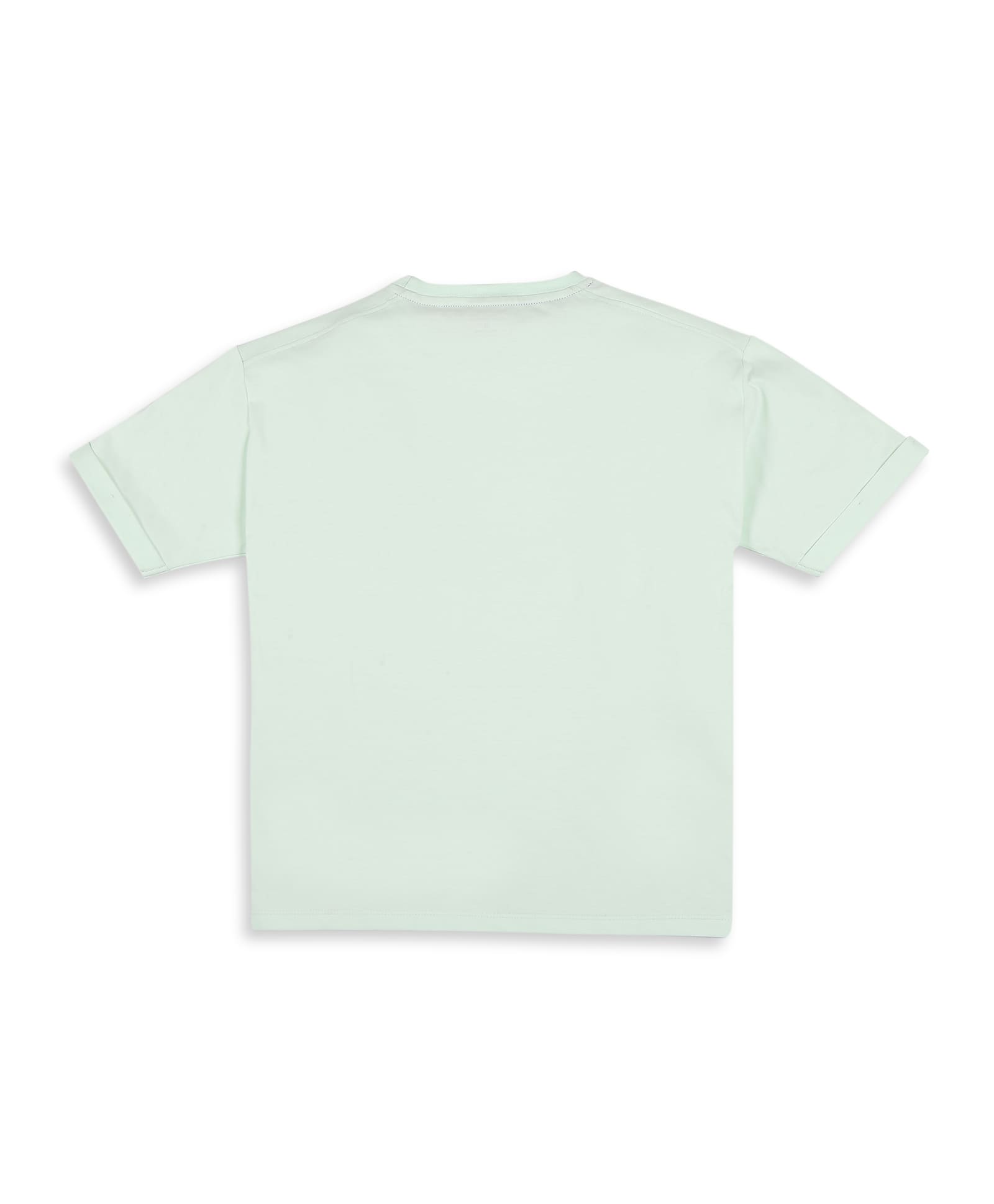 100% Cotton Drop Shoulder Tee With New York Foil Print - Light Green