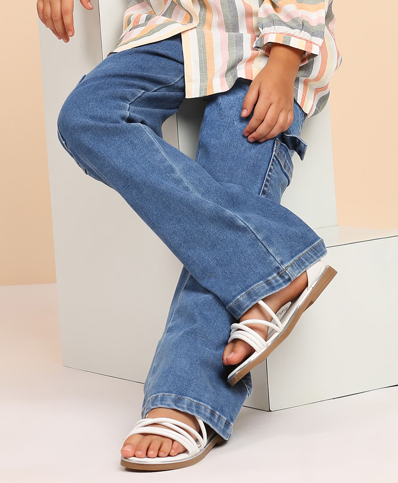 100% Cotton Pocket Detail Straight Denims - Blue