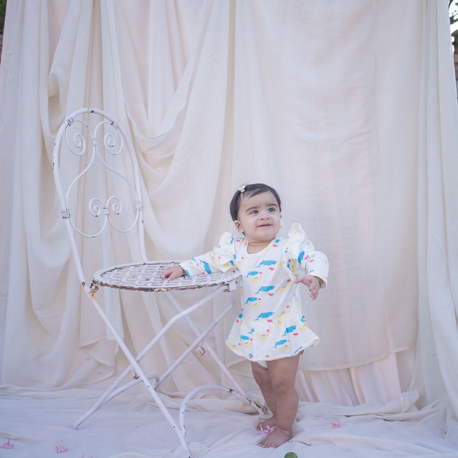 Organic Peplum Onesie  (Whale Print)