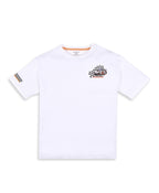 100% Cotton Racer Car Print Drop Shoulder Tee - White