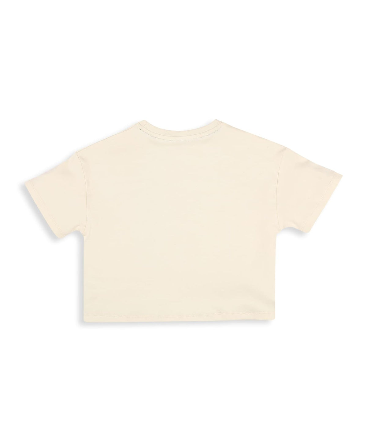 100% Cotton Floral Gradient Drop Shoulder Crop Tee - Ecru