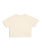 100% Cotton Floral Gradient Drop Shoulder Crop Tee - Ecru