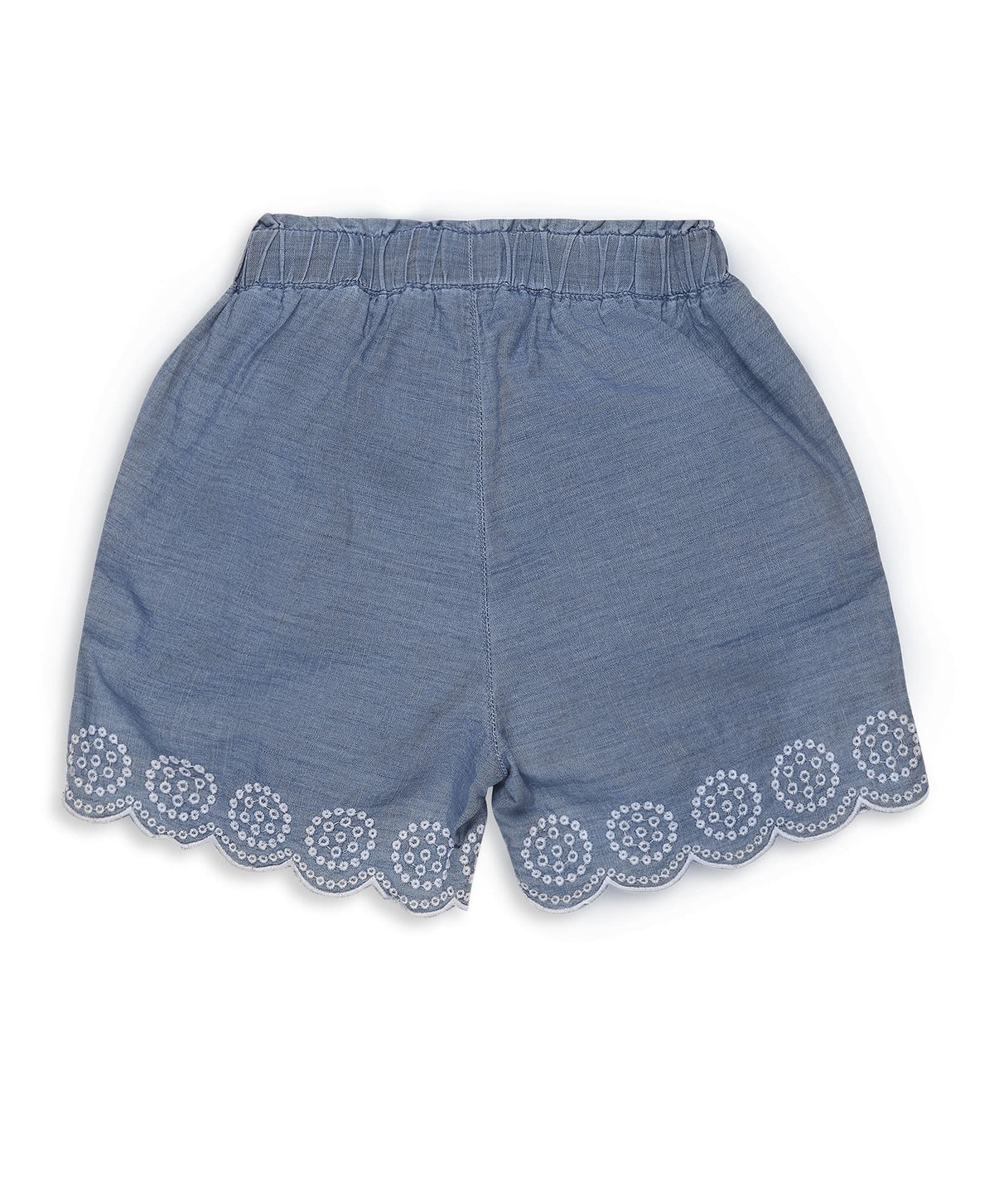 100% Cotton Schiffli Shorts - Blue