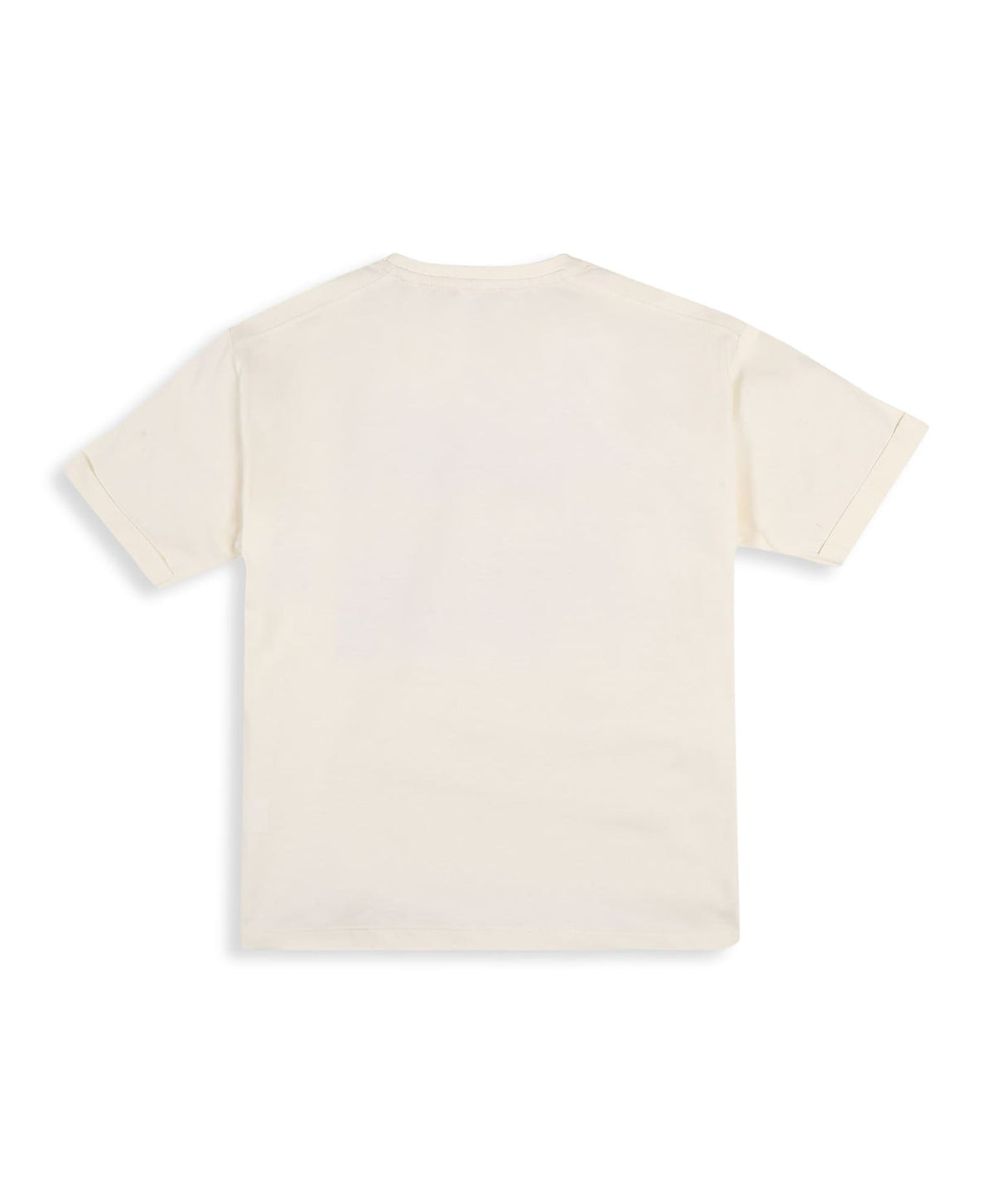 100% Cotton Drop Shoulder Tee With Wave Color Block Print - Off White