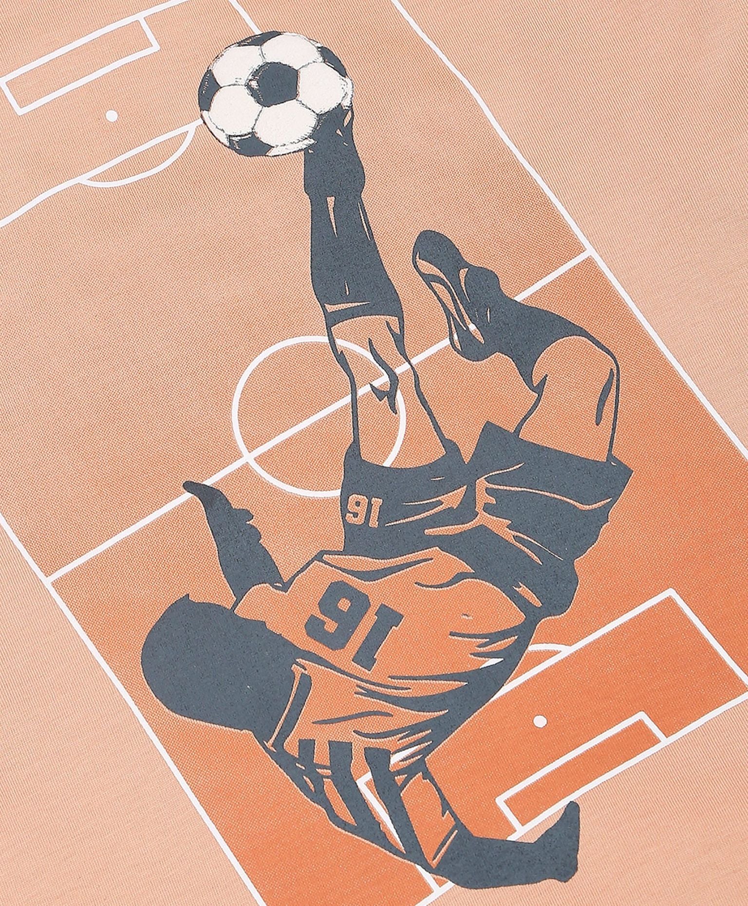 100% Cotton Gradient Football Print Drop Shoulder Tee - Dark Fawn