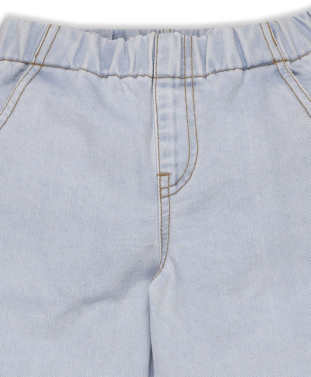 100% Cotton Baggy Light Wash Denim Pants - Blue