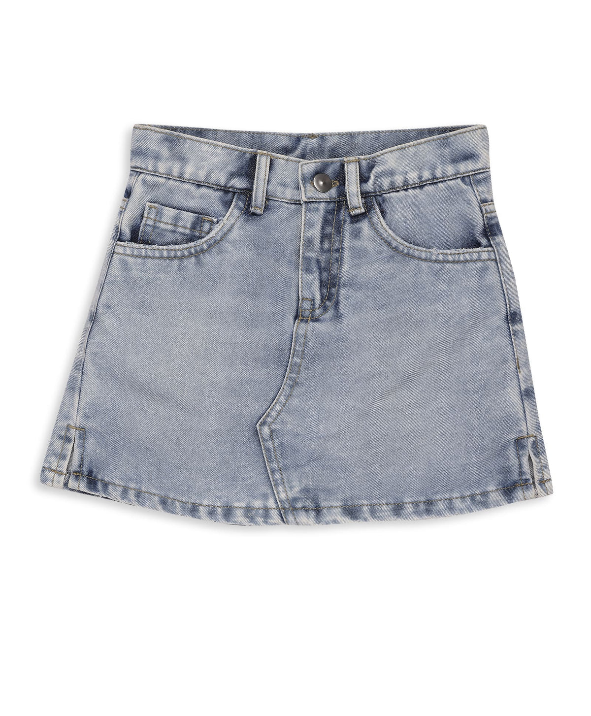 100% Cotton Light Wash Denim Skorts - Blue