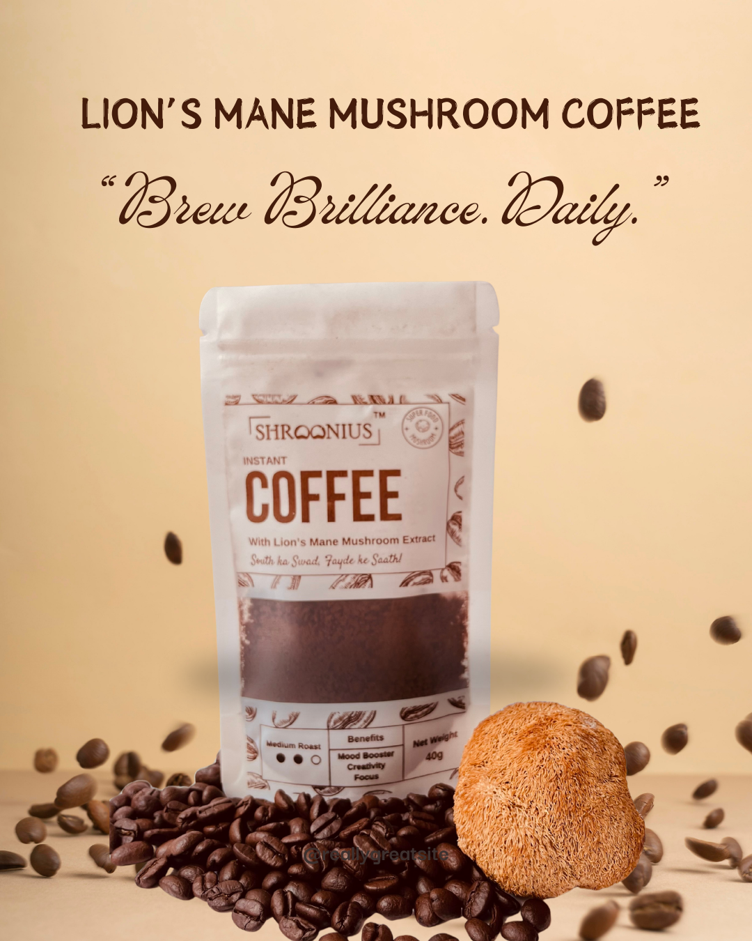 Instant Coffee with Lion's Mane Mushroom extract