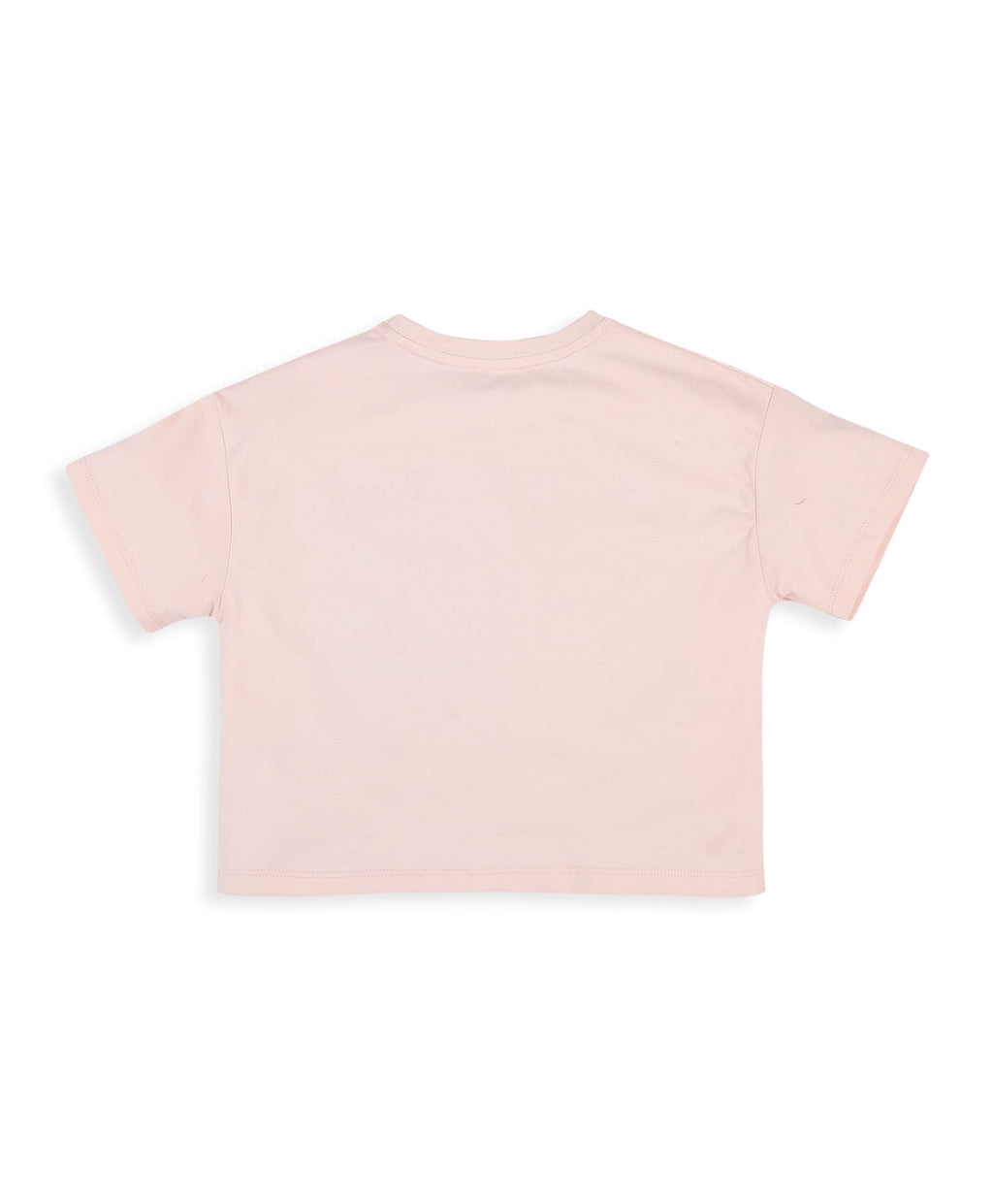 100% Cotton Nature Print Drop Shoulder Crop Tee - Pink