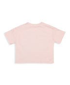 100% Cotton Nature Print Drop Shoulder Crop Tee - Pink