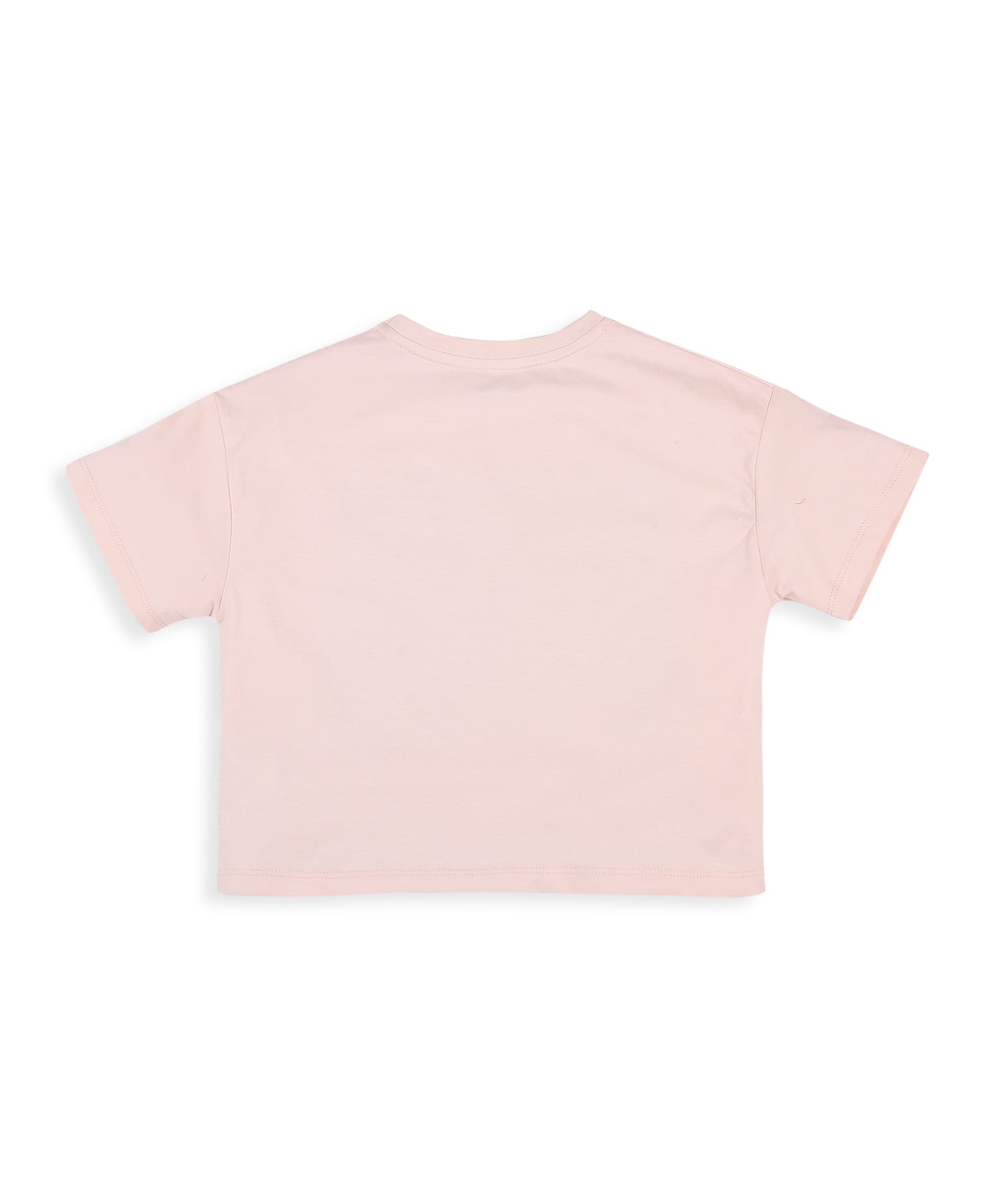 100% Cotton Nature Print Drop Shoulder Crop Tee - Pink