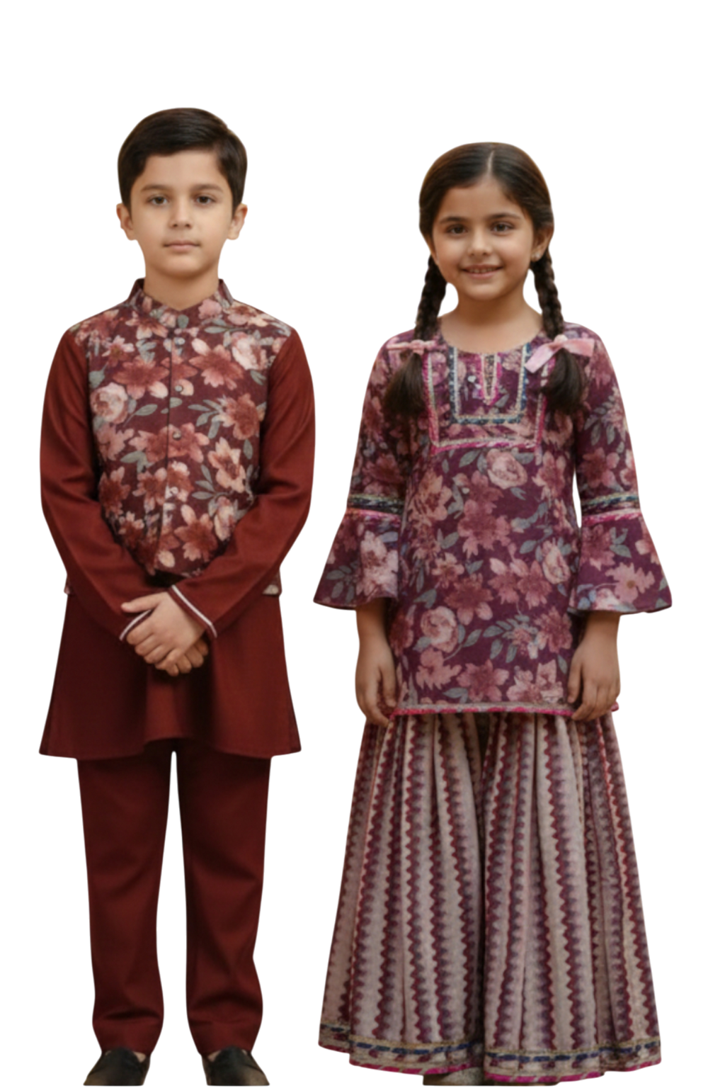 Red Kurta Payjama with Floral Jacket