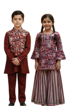 Red Kurta Payjama with Floral Jacket